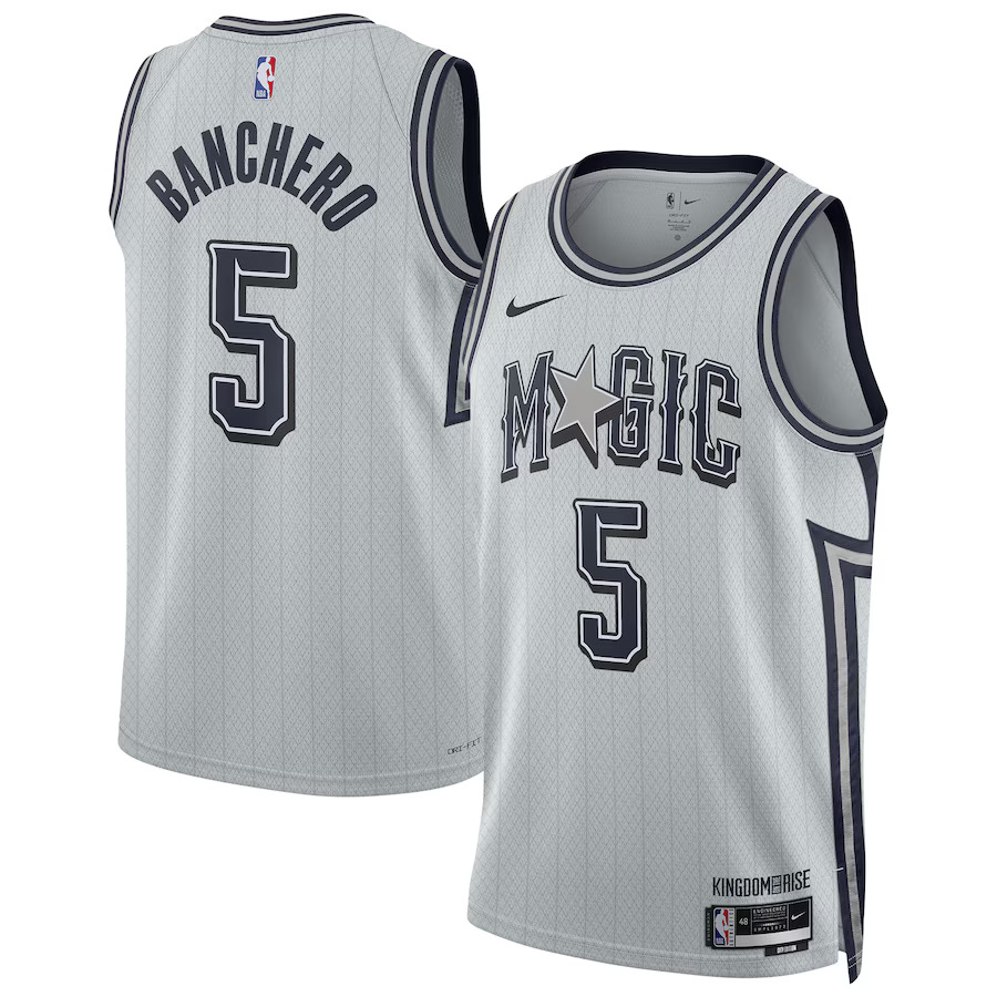 Men Orlando Magic #5 Paolo Banchero Nike Silver City Edition 2024-25 Swingman Player NBA Jersey